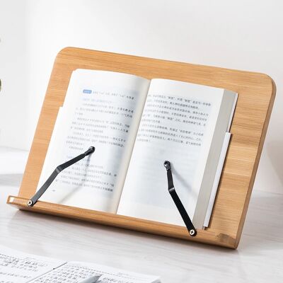 MumaHome Leggio da Tavolo in Bambù Multiuso, Supporto per tablet da Scrivania, Supporto da Lettura Regolabile per Ricette per Cucina MumaHome Leggio da Tavolo in Bambù Multiuso, Supporto per tablet da Scrivania, Supporto da Lettura Regolabile per Ricette per Cucina