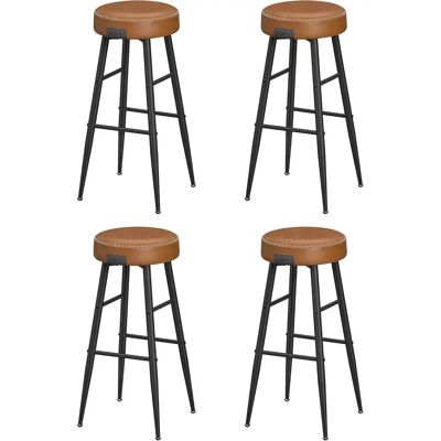 VASAGLE EKHO Collection - Set di 4 sgabelli da bar, sgabelli da cucina, sgabelli da colazione, in pelle sintetica con cuciture, stile moderno Mid Century, altezza 76 cm, sedie da pranzo, facile da VASAGLE EKHO Collection - Set di 4 sgabelli da bar, sgabelli da cucina, sgabelli da colazione, in pelle sintetica con cuciture, stile moderno Mid Century, altezza 76 cm, sedie da pranzo, facile da