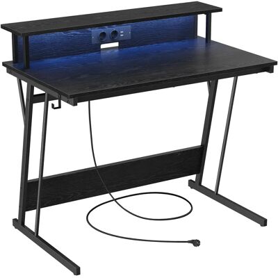 VASAGLE Scrivania da Gaming con Luci LED e Prese di Corrente Integrate, Scrivania con Ripiano per 2 Monitor, Tavolo per Ufficio o Camera da Letto, 60 x 100 x 76 cm/60 x 120 x 76 cm, Nero Classico VASAGLE Scrivania da Gaming con Luci LED e Prese di Corrente Integrate, Scrivania con Ripiano per 2 Monitor, Tavolo per Ufficio o Camera da Letto, 60 x 100 x 76 cm/60 x 120 x 76 cm, Nero Classico