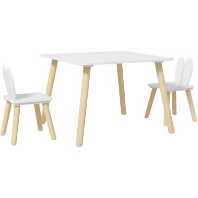 AIYAPLAY Tavolo e 2 sedie per bambini, tavolo con 2 sedie, design scandinavo, conore a forma di coniglio, per bevande, modello B AIYAPLAY Tavolo e 2 sedie per bambini, tavolo con 2 sedie, design scandinavo, conore a forma di coniglio, per bevande, modello B