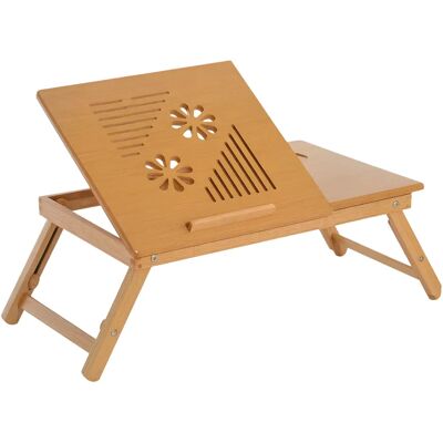 HOMCOM Tavolino da letto , vassoio porta computer, tavolino laterale in bambù, vassoio reclinabile, pieghevole e regolabile in altezza con cassetto, 55x35x22 cm, naturale HOMCOM Tavolino da letto , vassoio porta computer, tavolino laterale in bambù, vassoio reclinabile, pieghevole e regolabile in altezza con cassetto, 55x35x22 cm, naturale