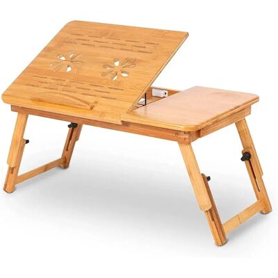 NONE Letto reclinabile per computer pieghevole in bambù Tavolo con cassetto 66*35*30 cm NONE Letto reclinabile per computer pieghevole in bambù Tavolo con cassetto 66*35*30 cm