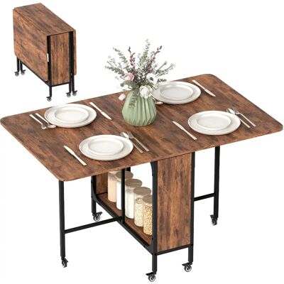 HOMCOM Tavolo da pranzo pieghevole su ruote, tavolo da cucina per 6 persone con 2 sedie e ripiano integrato, per piccoli spazi, sala da pranzo, 130x80x74 cm, marrone rustico HOMCOM Tavolo da pranzo pieghevole su ruote, tavolo da cucina per 6 persone con 2 sedie e ripiano integrato, per piccoli spazi, sala da pranzo, 130x80x74 cm, marrone rustico