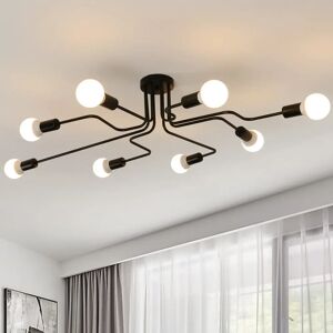 DELIPOP Lampadario industriale da soffitto, 8 luci E27 Illuminazione da soffitto in metallo nero, Lampada da soffitto a sospensione vintage, Retro DELIPOP Lampadario industriale da soffitto, 8 luci E27 Illuminazione da soffitto in metallo nero, Lampada da soffitto a sospensione vintage, Retro
