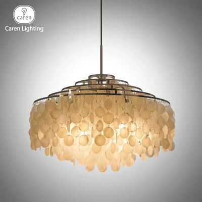 CAREN Lampadario a Sospensione a Forma di Conchiglia, Design Vintage Danese Mid-Century, Lampada da Soffitto Retrò Scandinava, Luce Decorativa CAREN Lampadario a Sospensione a Forma di Conchiglia, Design Vintage Danese Mid-Century, Lampada da Soffitto Retrò Scandinava, Luce Decorativa