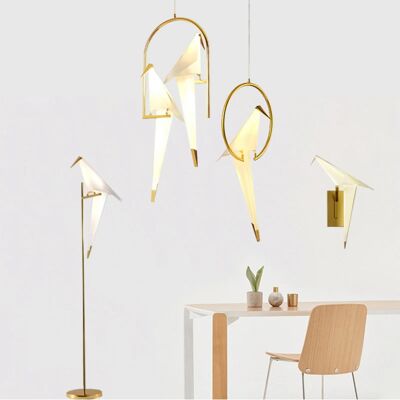 HomeLover Pesce persico lampadario di carta uccelli ristorante soggiorno sala da pranzo camera dei bambini lampada origami LED uccello lampadario di design lampada HomeLover Pesce persico lampadario di carta uccelli ristorante soggiorno sala da pranzo camera dei bambini lampada origami LED uccello lampadario di design lampada