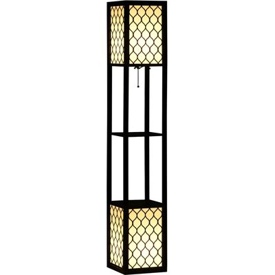 HOMCOM Lampada da scaffale , 2 luci, lampada da soggiorno con attacco E27, 2 ripiani a 4 livelli, motivo a nido d'ape, lampada HOMCOM Lampada da scaffale , 2 luci, lampada da soggiorno con attacco E27, 2 ripiani a 4 livelli, motivo a nido d'ape, lampada