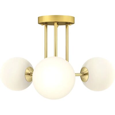 HOMCOM Plafoniera a LED 25W, plafoniera a 3 luci con attacchi G9, paralume a globo, plafoniera moderna per soggiorno, corridoio, sala da pranzo, cucina, dorata HOMCOM Plafoniera a LED 25W, plafoniera a 3 luci con attacchi G9, paralume a globo, plafoniera moderna per soggiorno, corridoio, sala da pranzo, cucina, dorata