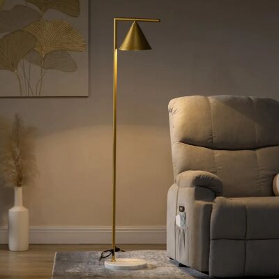 HOMCOM Lampada da terra per soggiorno 40W, con base in acciaio dorato, paralume conico, base in marmo, altezza cm, sal HOMCOM Lampada da terra per soggiorno 40W, con base in acciaio dorato, paralume conico, base in marmo, altezza cm, sal