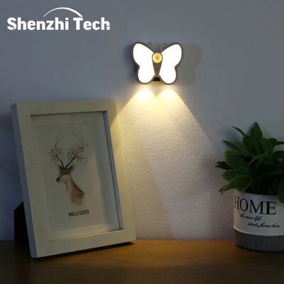 SHENZHITECH Sensore di movimento a farfalla Luce notturna LED sotto le luci dell'armadio Lampada ricaricabile per armadio Guardaroba Scala Camera da letto Decorazione della cucina SHENZHITECH Sensore di movimento a farfalla Luce notturna LED sotto le luci dell'armadio Lampada ricaricabile per armadio Guardaroba Scala Camera da letto Decorazione della cucina
