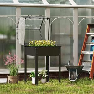 Outsunny Letto rialzato con coperchio, letto rialzato alle erbe con fori di drenaggio Outsunny Letto rialzato con coperchio, letto rialzato alle erbe con fori di drenaggio