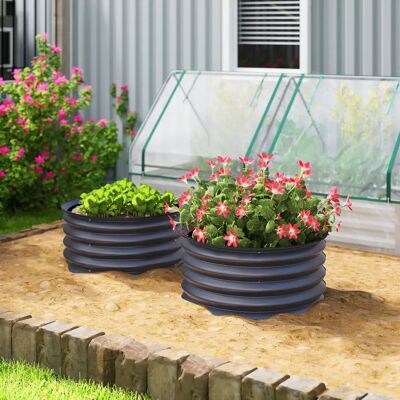 Outsunny , set da 2 letti rialzati in acciaio, letto per piante, struttura fredda, fioriera da giardino Outsunny , set da 2 letti rialzati in acciaio, letto per piante, struttura fredda, fioriera da giardino