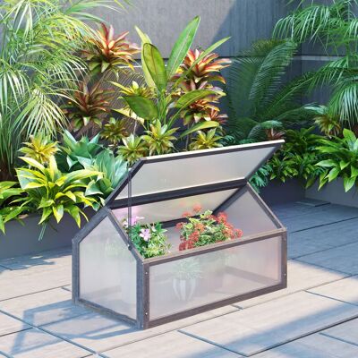 Outsunny Struttura fredda in legno, mini serra 90x52x49,5 cm, serra Grigio Outsunny Struttura fredda in legno, mini serra 90x52x49,5 cm, serra Grigio