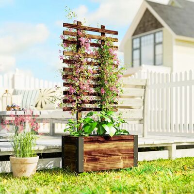 Outsunny Portafiori con portafiori con griglia superiore con rotoli per giardino Outsunny Portafiori con portafiori con griglia superiore con rotoli per giardino