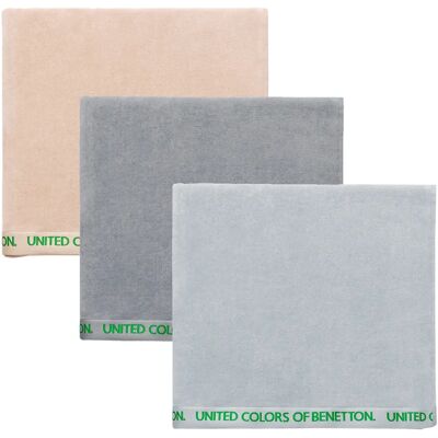 Benetton Set di 3 asciugamani da bagno 90x160cm Cotone organico 450gsm Benetton Set di 3 asciugamani da bagno 90x160cm Cotone organico 450gsm