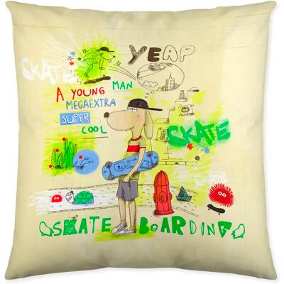 COOL KIDS COPERTURA DA CUSCINO EMPTY PER BAMBINI 100% COTONE SKATE BOARDING 50X50 CM FRESCINI REALIZZATI IN SPAGNA COOL KIDS COPERTURA DA CUSCINO EMPTY PER BAMBINI 100% COTONE SKATE BOARDING 50X50 CM FRESCINI REALIZZATI IN SPAGNA