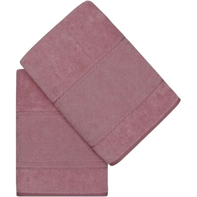WELLHOME Set asciugamani da bagno Pink 100% cotone 560 Gr/m2 - Confezione da 2 unità WELLHOME Set asciugamani da bagno Pink 100% cotone 560 Gr/m2 - Confezione da 2 unità