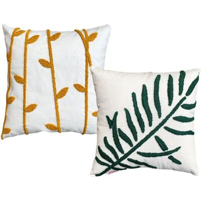 WELLHOME Set di cuscini ricamati a mano in cotone WELLHOME Set di cuscini ricamati a mano in cotone