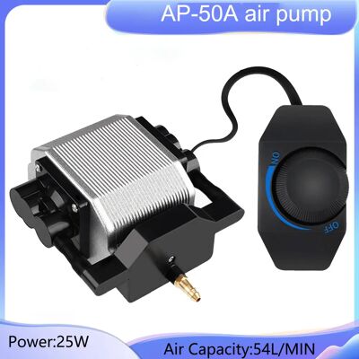 NONE Pompa d'Aria Regolabile AP-50A 25W 54L/MIN, Compressore d'Aria Silenzioso per Macchine per Incisione, Acquari, Piscine NONE Pompa d'Aria Regolabile AP-50A 25W 54L/MIN, Compressore d'Aria Silenzioso per Macchine per Incisione, Acquari, Piscine