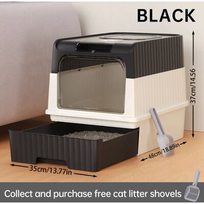 NONE Lettiera per Gatti Chiusa Grande con Cassetto, Doppia Porta, Toilette Anti-Schizzo con Paletta 50 × 35 × 37cm NONE Lettiera per Gatti Chiusa Grande con Cassetto, Doppia Porta, Toilette Anti-Schizzo con Paletta 50 × 35 × 37cm