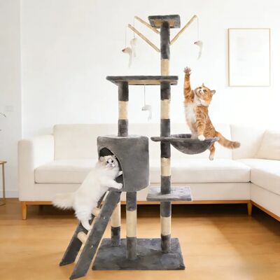 NONE Torre Tiragraffi da 139 cm con Più Livelli, Casetta con Tiragraffi e Scala, Centro Attività per Gatti da Interno, Base 50x35cm NONE Torre Tiragraffi da 139 cm con Più Livelli, Casetta con Tiragraffi e Scala, Centro Attività per Gatti da Interno, Base 50x35cm