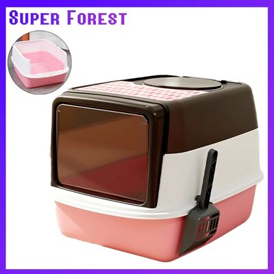 NONE Lettiera chiusa per gatti, toilette per gatti, paletta per lettiera 50,5*37*34 cm. Il gatto fa pratica per usare il WC. Rosa. NONE Lettiera chiusa per gatti, toilette per gatti, paletta per lettiera 50,5*37*34 cm. Il gatto fa pratica per usare il WC. Rosa.