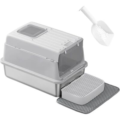 FEANDREA Lettiera per Gatti in Acciaio Inox, Lettiera con Coperchio, Include Paletta, Tappetino e Due Accessi, per Gatti fino a 15 kg, Grigio Chiaro/Grigio Piccione FEANDREA Lettiera per Gatti in Acciaio Inox, Lettiera con Coperchio, Include Paletta, Tappetino e Due Accessi, per Gatti fino a 15 kg, Grigio Chiaro/Grigio Piccione