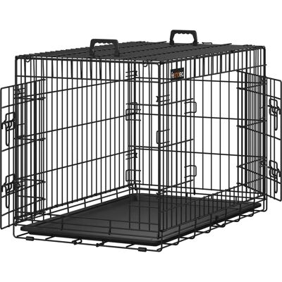 FEANDREA Gabbia Pieghevole per Cani con 2 Porte, Vassoio Rimovibile, 92,5 x 57,5 x 64 cm/107 x 70 x 77,5 cm/122 x 74,5 x 80,5 cm/136 x 79 x 87 cm, L/XL/XXL/XXXL, Nero FEANDREA Gabbia Pieghevole per Cani con 2 Porte, Vassoio Rimovibile, 92,5 x 57,5 x 64 cm/107 x 70 x 77,5 cm/122 x 74,5 x 80,5 cm/136 x 79 x 87 cm, L/XL/XXL/XXXL, Nero
