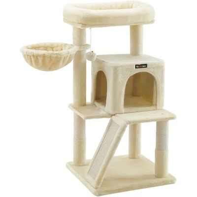 FEANDREA Albero per Gatti, Torre per Gatti di Taglia Grande, Beige/Grigio Fumo/Grigio Chiaro/Marrone Cammello FEANDREA Albero per Gatti, Torre per Gatti di Taglia Grande, Beige/Grigio Fumo/Grigio Chiaro/Marrone Cammello