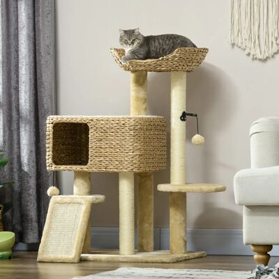 PawHut Tiragraffi per Gatti 98 cm con 2 Lati, Palla Gioco, Sisal Beige PawHut Tiragraffi per Gatti 98 cm con 2 Lati, Palla Gioco, Sisal Beige
