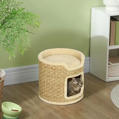 PawHut Scratching Sun 37 cm High Cat Ton Cuccia per Gatti con Porta, Casa per Gatti a 2 Livelli, Tiragraffi, Torre per Gatti PawHut Scratching Sun 37 cm High Cat Ton Cuccia per Gatti con Porta, Casa per Gatti a 2 Livelli, Tiragraffi, Torre per Gatti