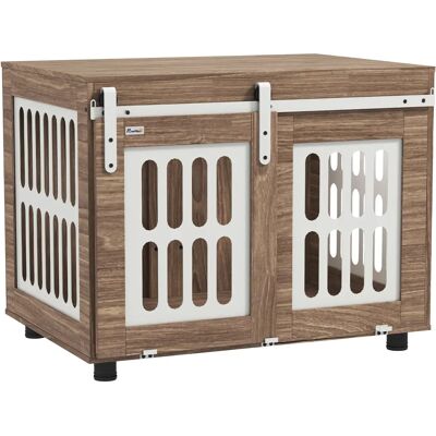 PawHut Gabbia per cani con porta scorrevole, cuccia media, buona ventilazione, tavolino a V PawHut Gabbia per cani con porta scorrevole, cuccia media, buona ventilazione, tavolino a V