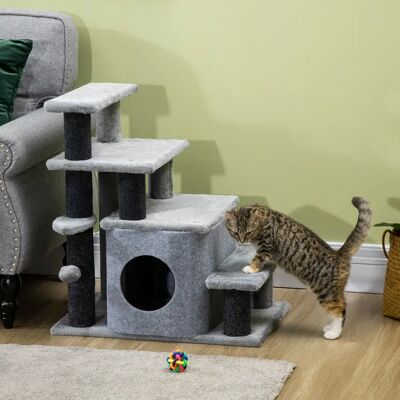 PawHut Scala per cani 3/4 gradini, 66 cm di altezza, rampa per animali domestici, grotta per dormire, scala per gatti Sipielball, taglia media PawHut Scala per cani 3/4 gradini, 66 cm di altezza, rampa per animali domestici, grotta per dormire, scala per gatti Sipielball, taglia media