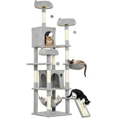 PawHut Albero per Gatti Gigante, con 8 Tiragraffi, 4 Piattaforme, 2 Niche, 2 Scivoli e 3 Palline, Multi-Livello Ideale per 2-3 Gatti, Grigio PawHut Albero per Gatti Gigante, con 8 Tiragraffi, 4 Piattaforme, 2 Niche, 2 Scivoli e 3 Palline, Multi-Livello Ideale per 2-3 Gatti, Grigio