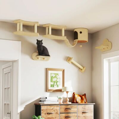 PawHut Set Parete Arrampicata per Gatti 5 Pezzi, Mobili per Gatti con Tiragraffi, Piattaforme per Salti, Scala, Casetta e Struttura a Scaffale PawHut Set Parete Arrampicata per Gatti 5 Pezzi, Mobili per Gatti con Tiragraffi, Piattaforme per Salti, Scala, Casetta e Struttura a Scaffale