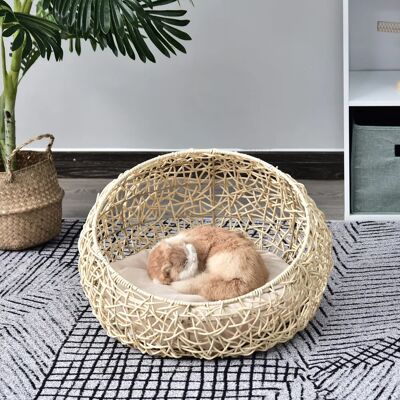 PawHut Cuccia per gatti con cuscino, a forma di grotta, beige Ø 56x35 cm PawHut Cuccia per gatti con cuscino, a forma di grotta, beige Ø 56x35 cm