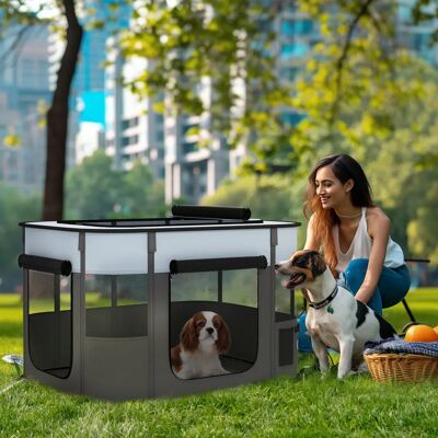 PawHut Box pieghevole per cuccioli Tessuto Oxford Tessuto a rete traspirante Box per gatti Cani sotto 10 kg PawHut Box pieghevole per cuccioli Tessuto Oxford Tessuto a rete traspirante Box per gatti Cani sotto 10 kg