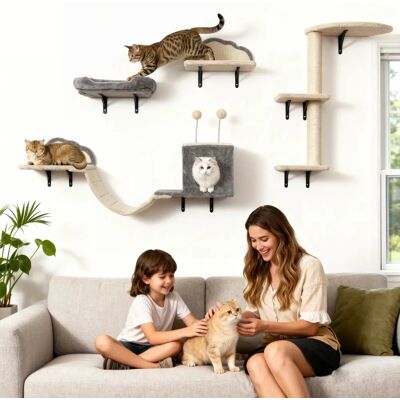 PawHut Parete da Arrampicata per Gatti, Set da 4 Pezzi con Tiragraffi e Cuccia PawHut Parete da Arrampicata per Gatti, Set da 4 Pezzi con Tiragraffi e Cuccia