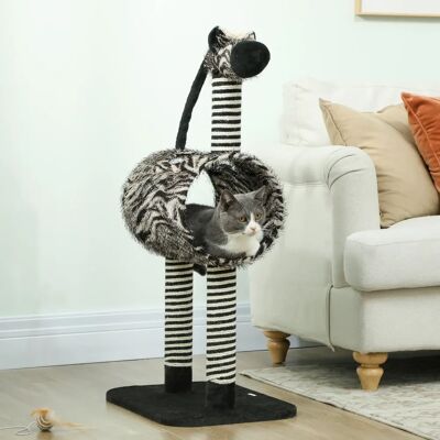PawHut Tiragraffi , albero per gatti con design zebrato, tiragraffi per gatti con tunnel per gatti PawHut Tiragraffi , albero per gatti con design zebrato, tiragraffi per gatti con tunnel per gatti