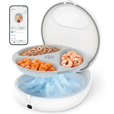 UBPet Distributore Automatico di Cibo per Gatti e Cani F21 con App, Doppia Temperatura con Raffreddamento e Riscaldamento a Semiconduttore – 72 Ore di Freschezza per Cibo Umido e Secco, 3 Ciotole da UBPet Distributore Automatico di Cibo per Gatti e Cani F21 con App, Doppia Temperatura con Raffreddamento e Riscaldamento a Semiconduttore – 72 Ore di Freschezza per Cibo Umido e Secco, 3 Ciotole da