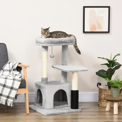 PawHut Tiragraffi con angolo massaggiante, cuccia per gatti e tronco in corda di sisal PawHut Tiragraffi con angolo massaggiante, cuccia per gatti e tronco in corda di sisal