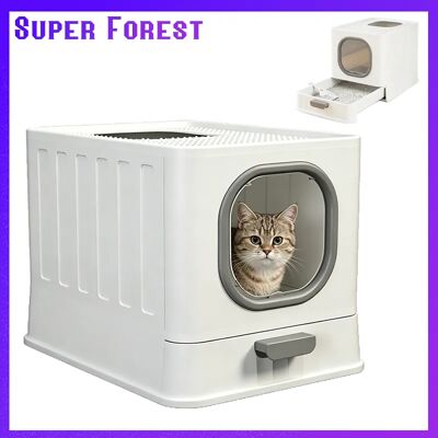 NONE Lettiera per Gatti Chiusa e Contenuta con Cassetto, Coperchio e Paletta Antischizzo per l'Addestramento del Gatto NONE Lettiera per Gatti Chiusa e Contenuta con Cassetto, Coperchio e Paletta Antischizzo per l'Addestramento del Gatto