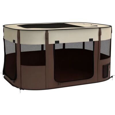 PawHut Recinto per Cani in Tessuto Oxford, Puft Park, per Animali da Esterno, 114x89x59 cm, Bianco Crema e Marrone PawHut Recinto per Cani in Tessuto Oxford, Puft Park, per Animali da Esterno, 114x89x59 cm, Bianco Crema e Marrone