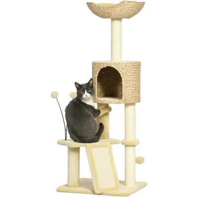PawHut Albero per gatti con tiragraffi, torre per gatti, altezza cm, cuccia, cesto, piattaforme, tappetini, giochi per gatti, acquario, beige PawHut Albero per gatti con tiragraffi, torre per gatti, altezza cm, cuccia, cesto, piattaforme, tappetini, giochi per gatti, acquario, beige