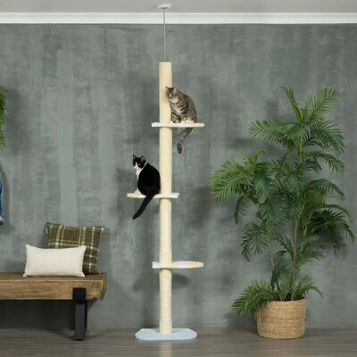 PawHut Tiragraffi , Tiragraffi per Gatti a Soffitto, 220-260 cm, Altezza Regolabile PawHut Tiragraffi , Tiragraffi per Gatti a Soffitto, 220-260 cm, Altezza Regolabile