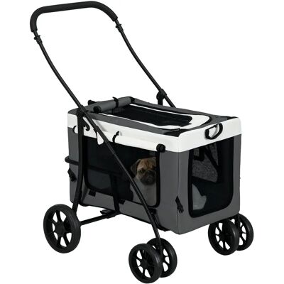 PawHut Passeggino Pieghevole per Animali Cani Gatti 2 in 1, Nacella Rimovibile 4 Ruote con Freno in Tessuto 600D Oxford 81x58x PawHut Passeggino Pieghevole per Animali Cani Gatti 2 in 1, Nacella Rimovibile 4 Ruote con Freno in Tessuto 600D Oxford 81x58x