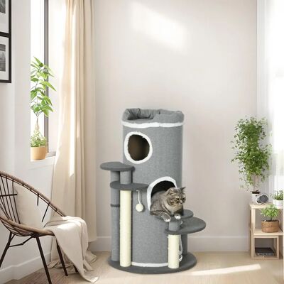 PawHut Tiragraffi per Gatti con Cuccia, Albero Tiragraffi 99 cm con Palla Solare PawHut Tiragraffi per Gatti con Cuccia, Albero Tiragraffi 99 cm con Palla Solare