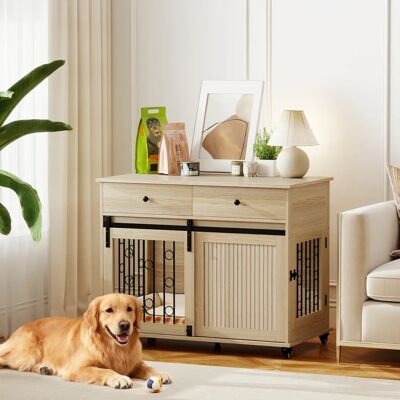PawHut Gabbia per cani 100cm con cassetto scorrevole e porta bloccabile PawHut Gabbia per cani 100cm con cassetto scorrevole e porta bloccabile
