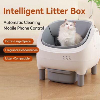OVOZI Lettiera intelligente a stile aperto, autopulente, grande capacità, pulizia automatica con sensore, controllo remoto tramite APP, disponibile in magazzino UE OVOZI Lettiera intelligente a stile aperto, autopulente, grande capacità, pulizia automatica con sensore, controllo remoto tramite APP, disponibile in magazzino UE