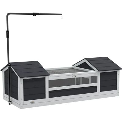PawHut Tartarughiera per esterni, con 2 nicchie, supporto per lampada regolabile, tetto funzionante, finestra in acrilico trasparente, Grigio PawHut Tartarughiera per esterni, con 2 nicchie, supporto per lampada regolabile, tetto funzionante, finestra in acrilico trasparente, Grigio
